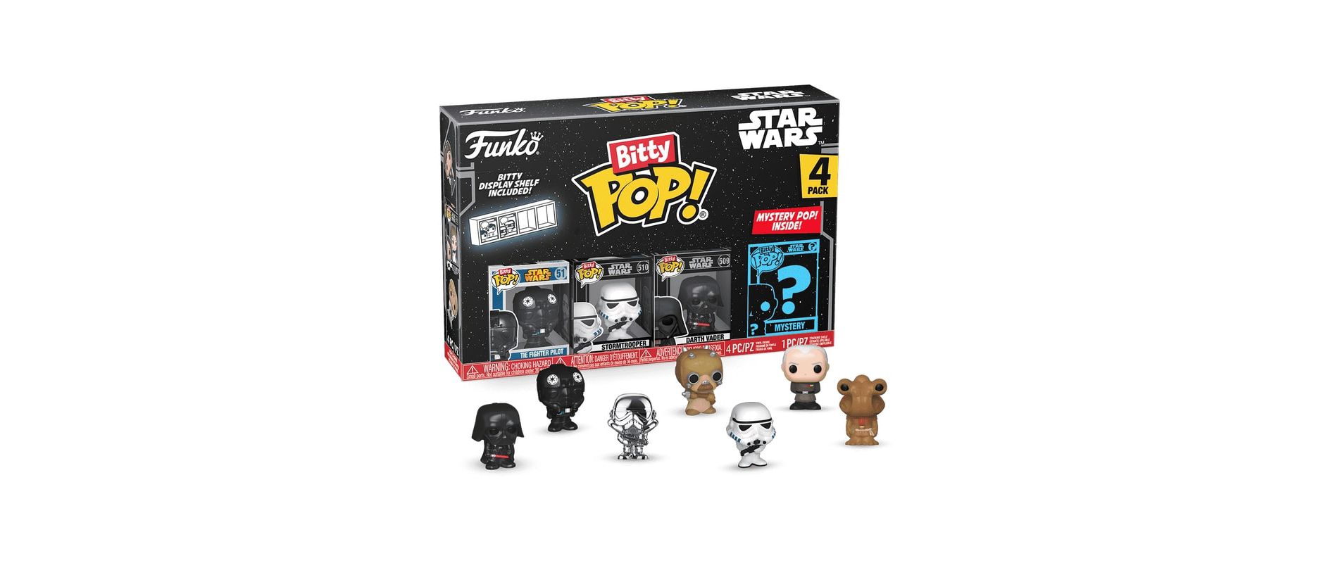 Funko Bitty POP! Star Wars 4-Pack – Darth Vader, TIE Fighter Pilot, Stormtrooper & Mystery Mini Figure