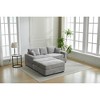 Oversize 82" Corduroy Upholstery Sectional Sofa Bed with 2 Pillows and 2 Movable Ottoman - 2 of 4