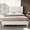 coucheta Bed Frame, Upholstered Platform Corduroy Bed Frame with Vertical Channel Tufted Wingback Headboard, Strong Wooden Support - 3 of 4
