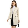 Allegra K Women's Elegant Notched Lapel Double Breasted Long Sleeve Winter Overcoat - 3 of 4