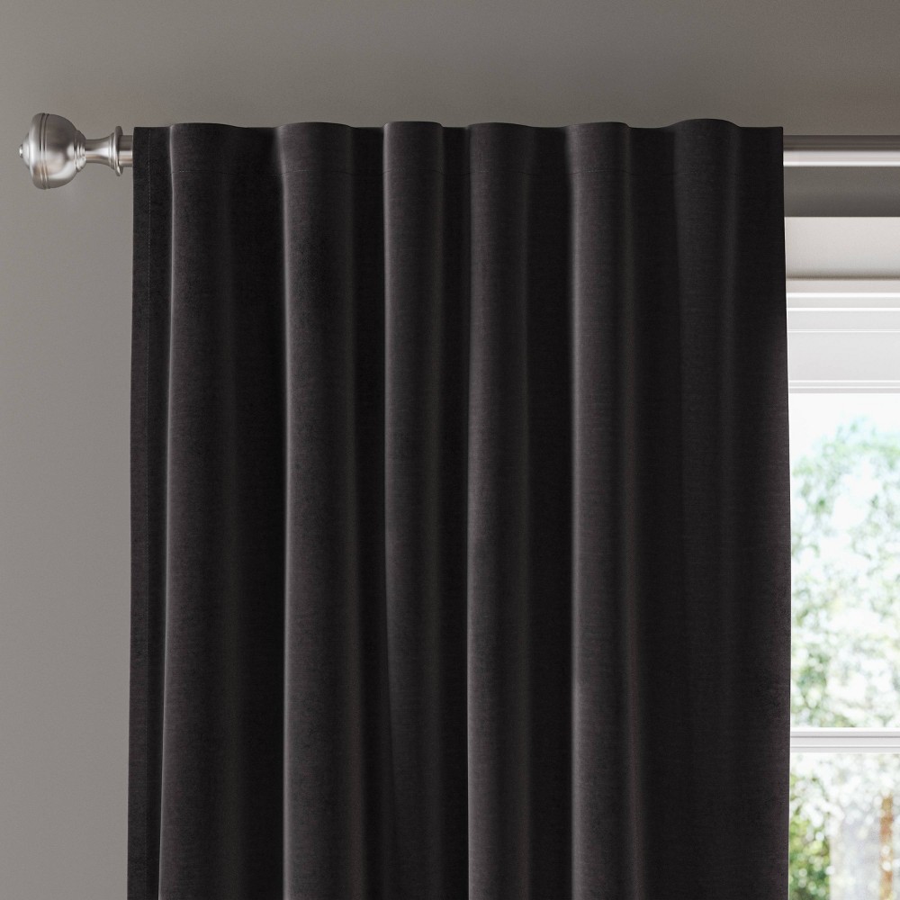 50"x84" Blackout Velvet Window Curtain Panel Black - Threshold: Solid, Recycled Polyester, OEKO-TEX Certified