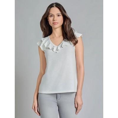 Jones New York Ruffle V-Neck Tee