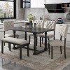 Dining Sets 6 Piece, Dining Table Set For 6, Dining Table Set With Special-Shaped Legs And Foam-Covered Seat Backs&Cushions-Cuddlewood - 2 of 4