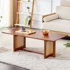 Chinese style log wind Imitation rattan tea table rectangular solid wood coffee table small family living room tea table - 2 of 4