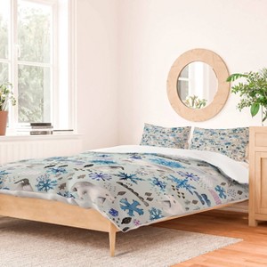 Deny Designs King Ninola Design Polar Bears Penguins Snow Fallen Duvet Cover and Pillow Sham White - 1 of 4