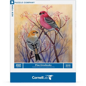 New York Puzzle Company Pine Grosbeaks 500 Piece Puzzle - 1 of 4