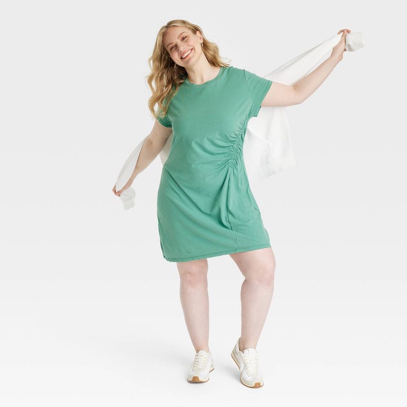 Women's Short Sleeve Ruched Knit Mini T-Shirt Dress - Universal Thread™, 4 of 5
