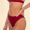 Women's Solid Red High-Waisted Whipstitch Trim Bikini Bottoms - Cupshe - 3 of 4