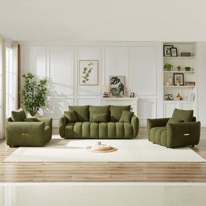 3-Seater Teddy Sofa with Wooden Frame & 5 Cushions - Perfect for Modern Living Rooms - 1 of 4