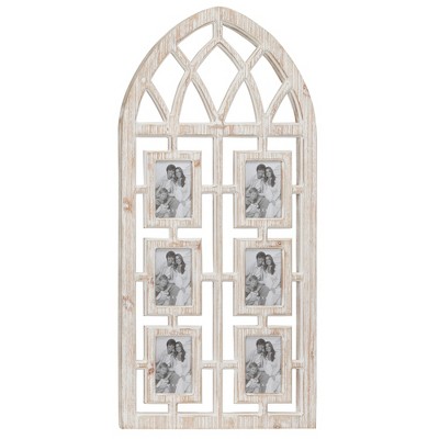 Wood 6 Slot Wall Photo Frame with Window Arch Shape Light Brown - Olivia & May