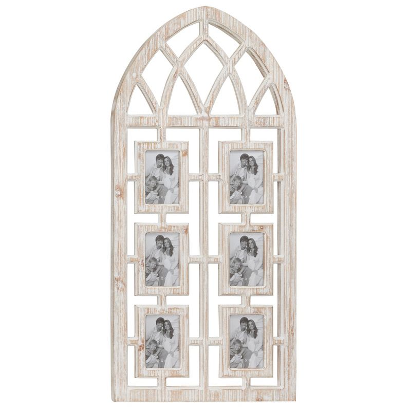 Wood 6 Slot Wall Photo Frame with Window Arch Shape Light Brown - Olivia &#38; May, 1 of 17