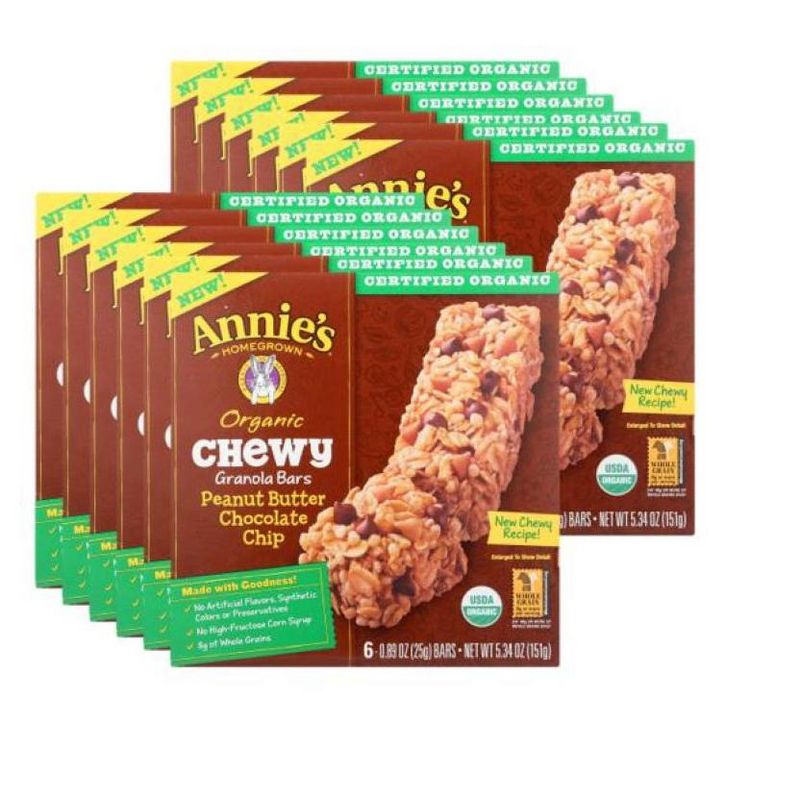 Annie's Organic Peanut Butter Chocolate Chip Chewy Granola Bars - Case of 12/5.34 oz, 1 of 5