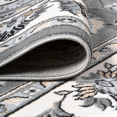 Elegant Gray and Cream Cottage-Inspired Synthetic Area Rug