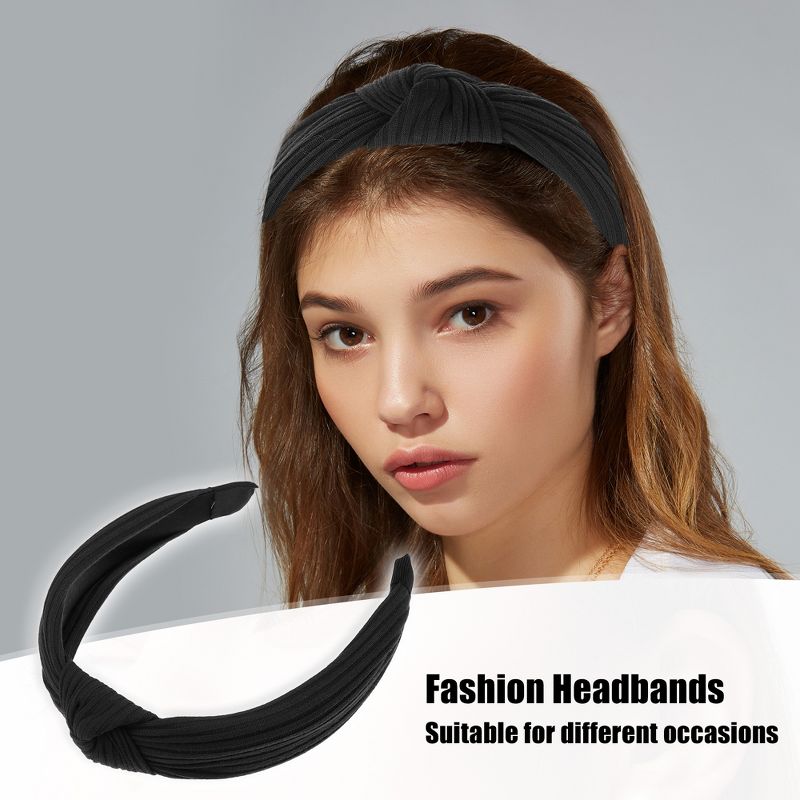Unique Bargains Textured Cotton Knot Headband Soft Hairband for Women 1.3 Inch Wide 1Pcs, 2 of 7