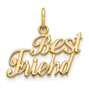 Black Bow Jewelry 14k Yellow Gold Script Best Friend Charm or Pendant, 18mm - 1 of 4