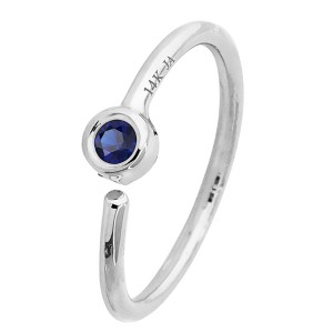 Jewelry Avalanche 20G 14K Gold Bezel Set Blue Sapphire Nose Hoop Ring, 8mm Twist-open - 1 of 3
