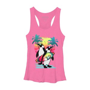 Women's Design By Humans Penguin Summer Vacation By clingcling Racerback Tank Top - 1 of 3