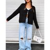 Womens Lightweight Crochet Cardigan Tie Front Shrugs Knit Cardigan Crop Tops Long Sleeve Mesh Sweaters Summer Beach Cover Up - 4 of 4