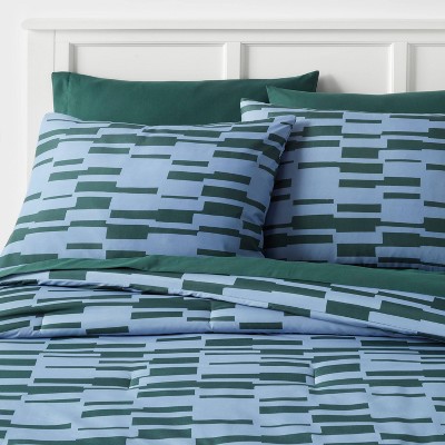 7pc King Foster Microfiber Reversible Comforter & Sheets Set Blue/dark ...