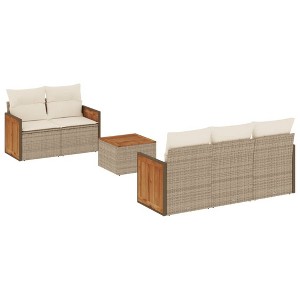 vidaXL Garden Sofa Set Beige, Cream White - 1 of 4