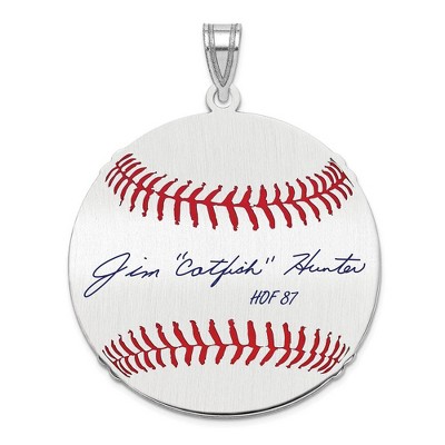 Black Bow Jewelry Sterling Silver Catfish Hunter Signature LG Enamel Baseball Pendant