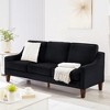 74" Velvet 3-Seater Sofa with Scooped Armrest, Wood Legs, and Removable Cushions - 3 of 4
