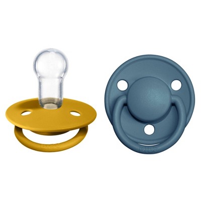 Image of Bibs De Lux Silicone Pacifier - 0-3 Years - 2pk - Mustard/Petrol