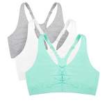Fruit of the Loom Women's Shirred Front Racerback Sports Bra 3-Pack