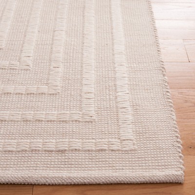 Ivory Beige Handwoven Wool Area Rug 3' x 5'