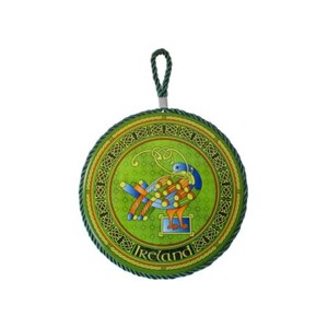 Slickblue Celtic Art Wall Plaque – Ceramic Peacock Symbol with Rope Hanger, 6" Irish Accent Piece - 1 of 3