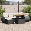 vidaXL Patio Sofa Set with Cushions Lounge Sofas and Stool 7 Piece Poly Rattan - Black and Cream with Storage - 2 of 4