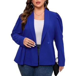 Plus Size Business Casual Blazers for Women Long Sleeve Shawl Lapel Blazer Suit Jackets - 1 of 4