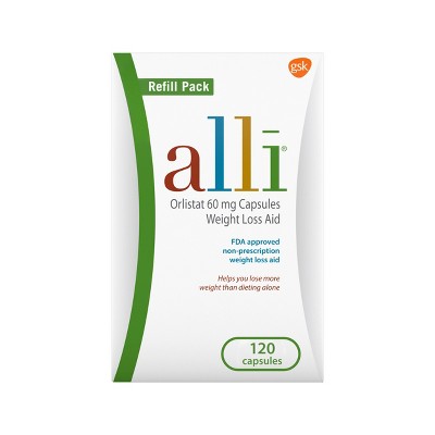 Alli Orlistat 60 mg Capsules Weight Loss Aid Refill Pack - 120ct