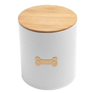 Park Life Designs 75 fl oz Hector Food Tin Dog Food Storage Container - White - 1 of 4