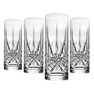 Godinger Silver Set of 4 Dublin Crystal Tom Collins High Ball Glasses: 12 oz Capacity, Hand Wash, Dishwasher-Safe Drinkware - 1 of 3