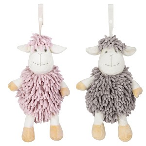 REGALWOVEN Cute Sheep Chenille Soft Absorbent Quick Drying Fuzzy Ball Hand Towel 9" x 13" 2 Pcs - 1 of 4