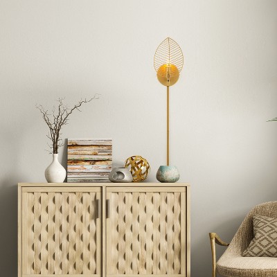 Gold Leaf Shade Plug-In Wall Sconce with Long Cord