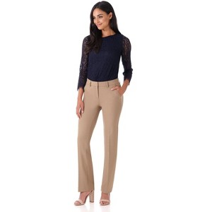 Rekucci Women's Smart Stretch Straight Leg Dress Pants with Zipper Closure – Office to Evening Wear - 1 of 4