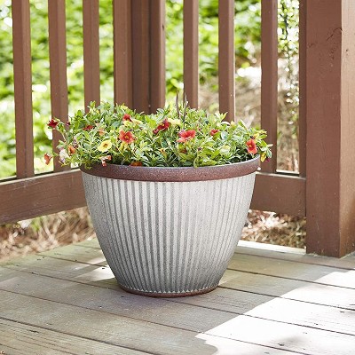 Westlake 20.5" Rustic Brown Resin Outdoor Planter