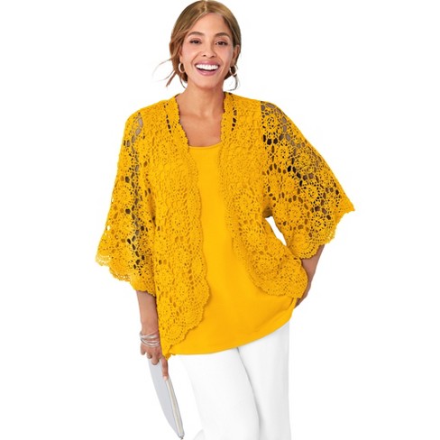 Jessica Women's Plus Size Crochet Cardigan, 42/44 - Sunset Yellow : Target