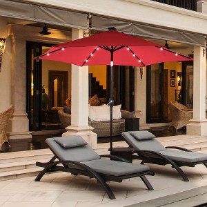Costway 9' Solar LED Lighted Patio Market Umbrella Tilt Adjustment Crank Lift - 1 of 4