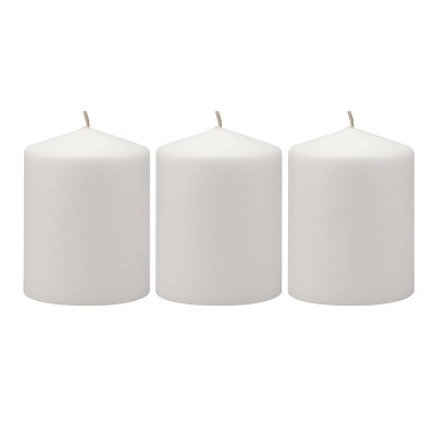 White 3'' x 4'' Unscented Dripless Pillar Candle