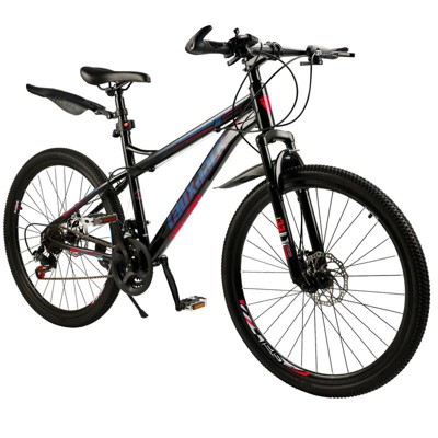 Topteng 26" Mountain Bike for Teenagers: Disc Brake, Thumb Shifter, Red
