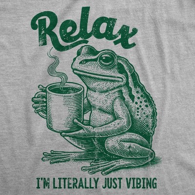 Мужские футболки Crazy Dog T-Shirts, Inc. Mens Funny T Shirts Relax Im Literally Just Vibing Sarcastic Frog Graphic Novelty Tee for Men - Crazy Dog Men's T Shirt for Animal Lovers Light XL — фото 2