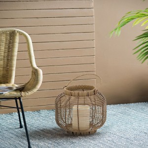 AZL1 Life Concept Decorative Lantern with Rattan Woven Candle Design Timer Function for Living Room Entryway Bedroom, Brown, 16"*12"*12" - 1 of 4