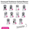 Big Dot of Happiness Graveyard Tombstones Garland Banner, Halloween Party Decor Backdrop, 30 Feet of Cord, 15 Paper Funny Burial Headstones Shapes - 4 of 4