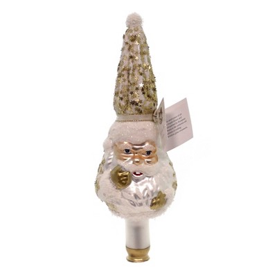 Golden Bell Collection 10.0" Santa Tree Topper Finial Czech Republic Glitter  -  Tree Toppers