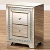Mina Mirrored 2 Drawer Nightstand Bedside Table Silver - BaxtonStudio: Glamorous, Fully Assembled, Crystal Accents - 4 of 4
