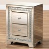 Mina Mirrored 2 Drawer Nightstand Bedside Table Silver - BaxtonStudio: Glamorous, Fully Assembled, Crystal Accents - image 4 of 4