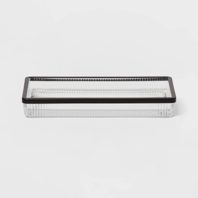 Ribbed Glass Vanity Tray Clear - Threshold™ : Target